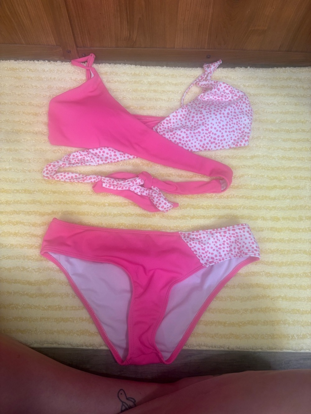 SHEIN Pink Polka Dot Reversible Bikini Set